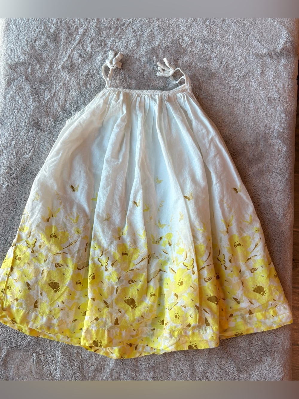 Gap, White Sundress with Yellow Floral Border